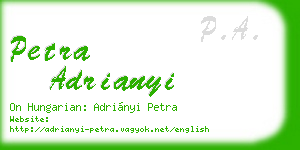 petra adrianyi business card