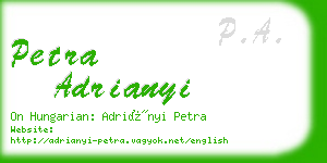 petra adrianyi business card